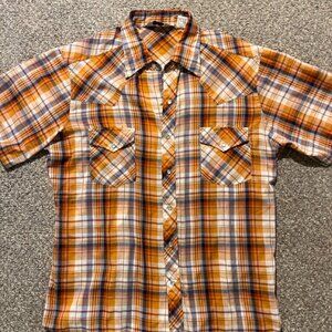 Vintage Western Wear short sleeve pearl snap button shirt men's large